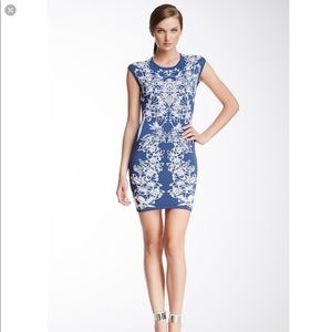 BCBG Ellena luxe jacquard floral bodycon dress